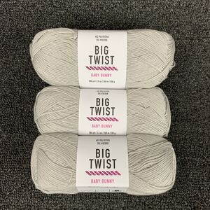 Lot Of 3 Big Twist Baby Bunny Yarn Light Gray 3.5 oz 284 yds Each New Super Fine